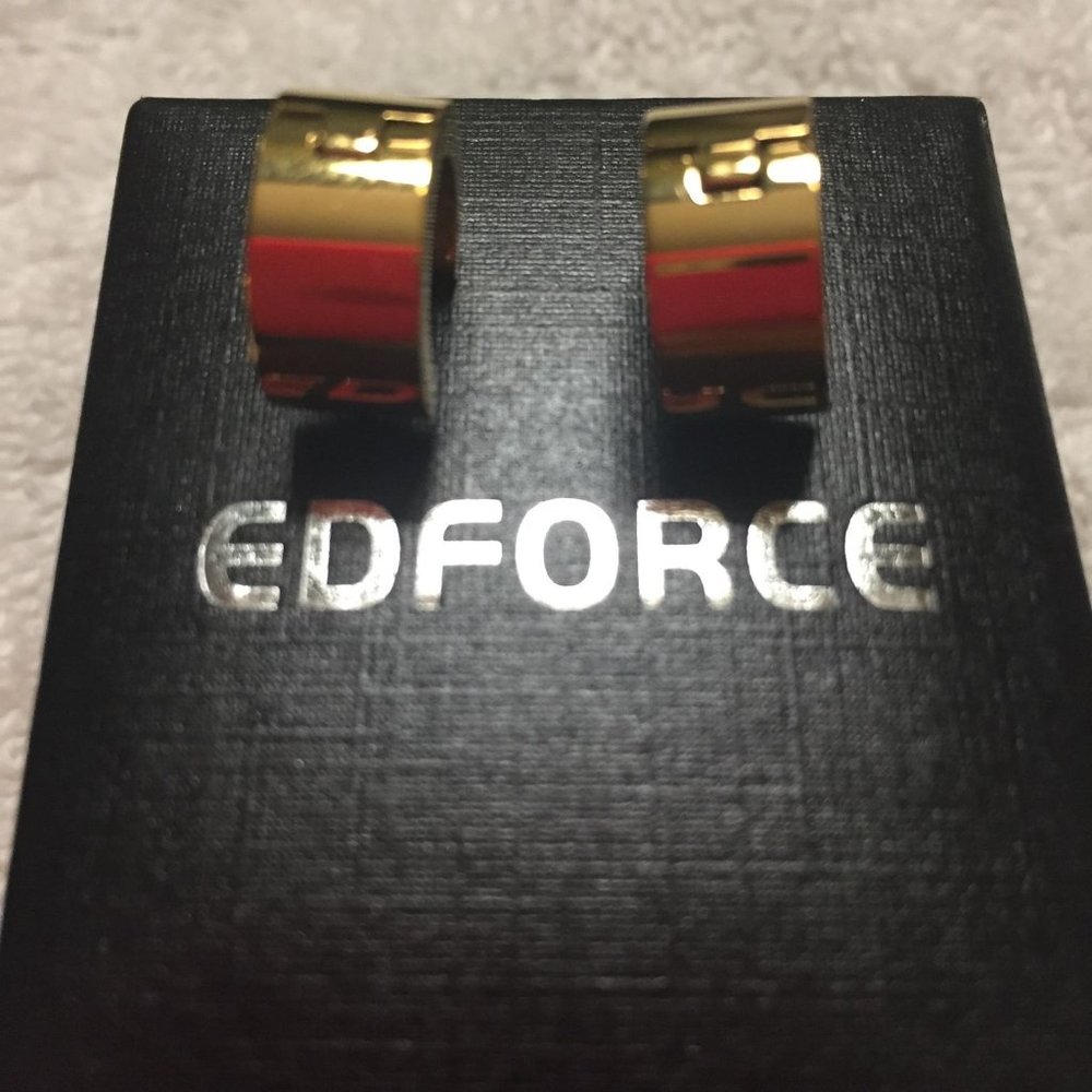 Edforce Stainless Steel Gold Hoop Earrings - Picture 11 of 16